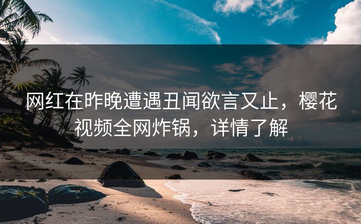 网红在昨晚遭遇丑闻欲言又止，樱花视频全网炸锅，详情了解
