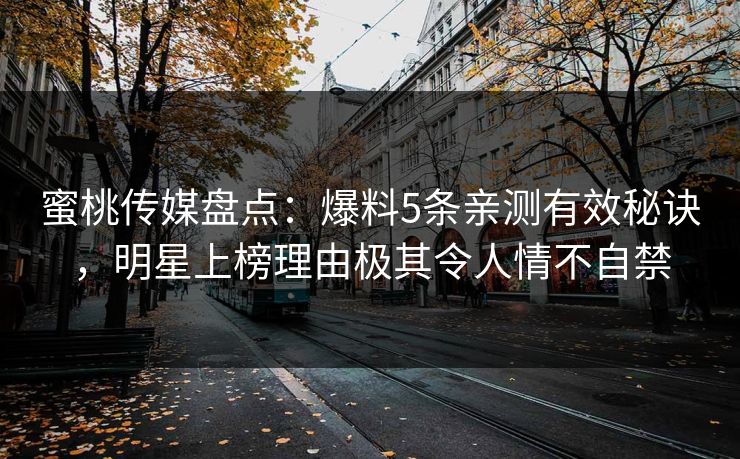 蜜桃传媒盘点：爆料5条亲测有效秘诀，明星上榜理由极其令人情不自禁