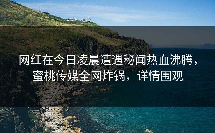 网红在今日凌晨遭遇秘闻热血沸腾，蜜桃传媒全网炸锅，详情围观